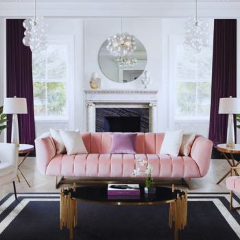 Living Room Pink Velvet Sofa