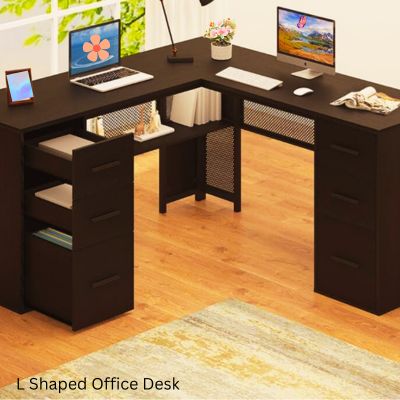 L Shape Office Desk With Drawers