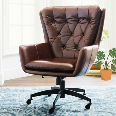 Brown Leather Office Desk Chair