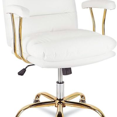 White Leather Office Desk Chair