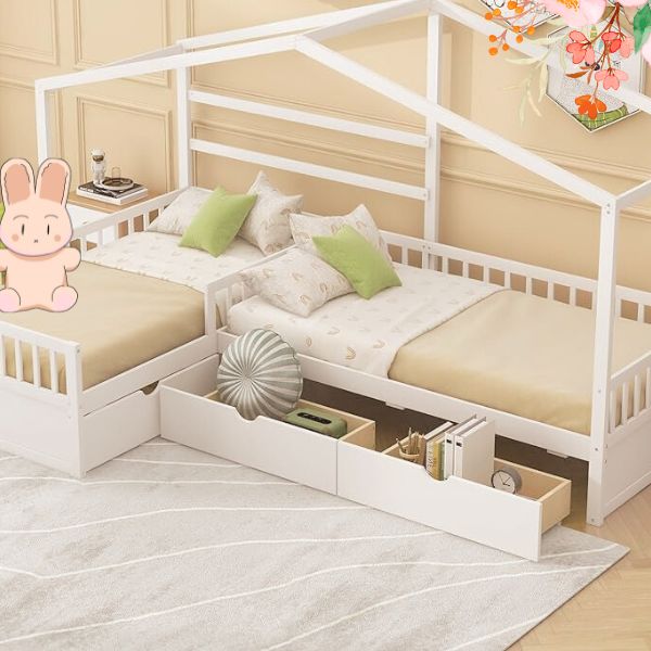 L shaped Twin Beds